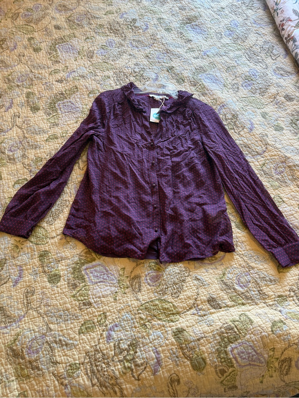 NWT Boden silk long sleeve top